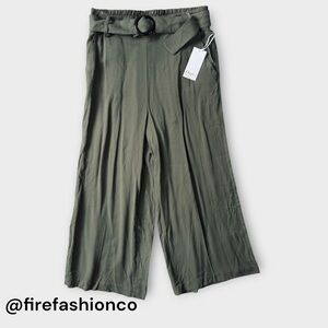 Candie's Olive Green Wide Leg Trousers Small Rayon Office Career Casual Baddie